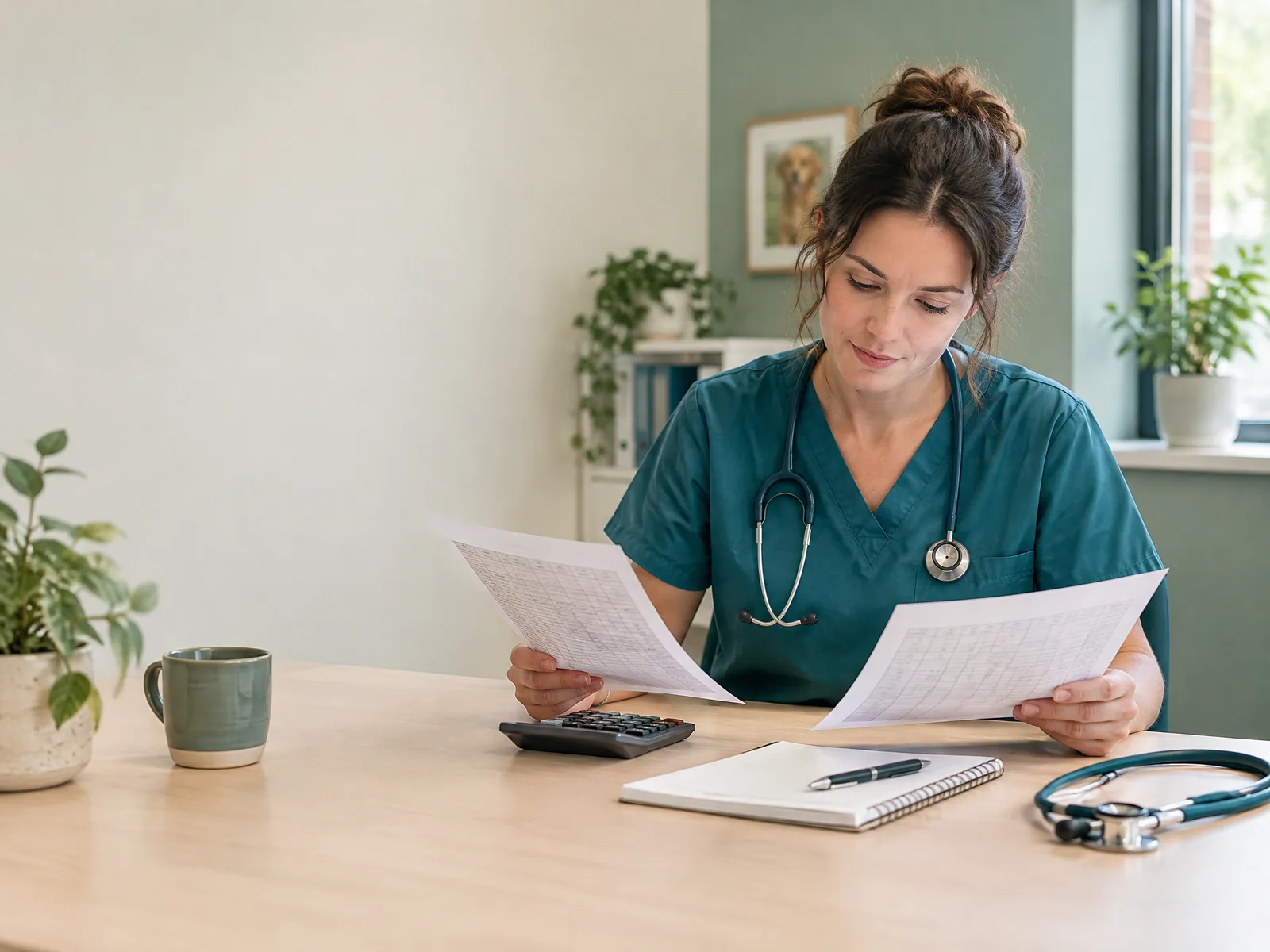 Veterinary professional reviewing rota options